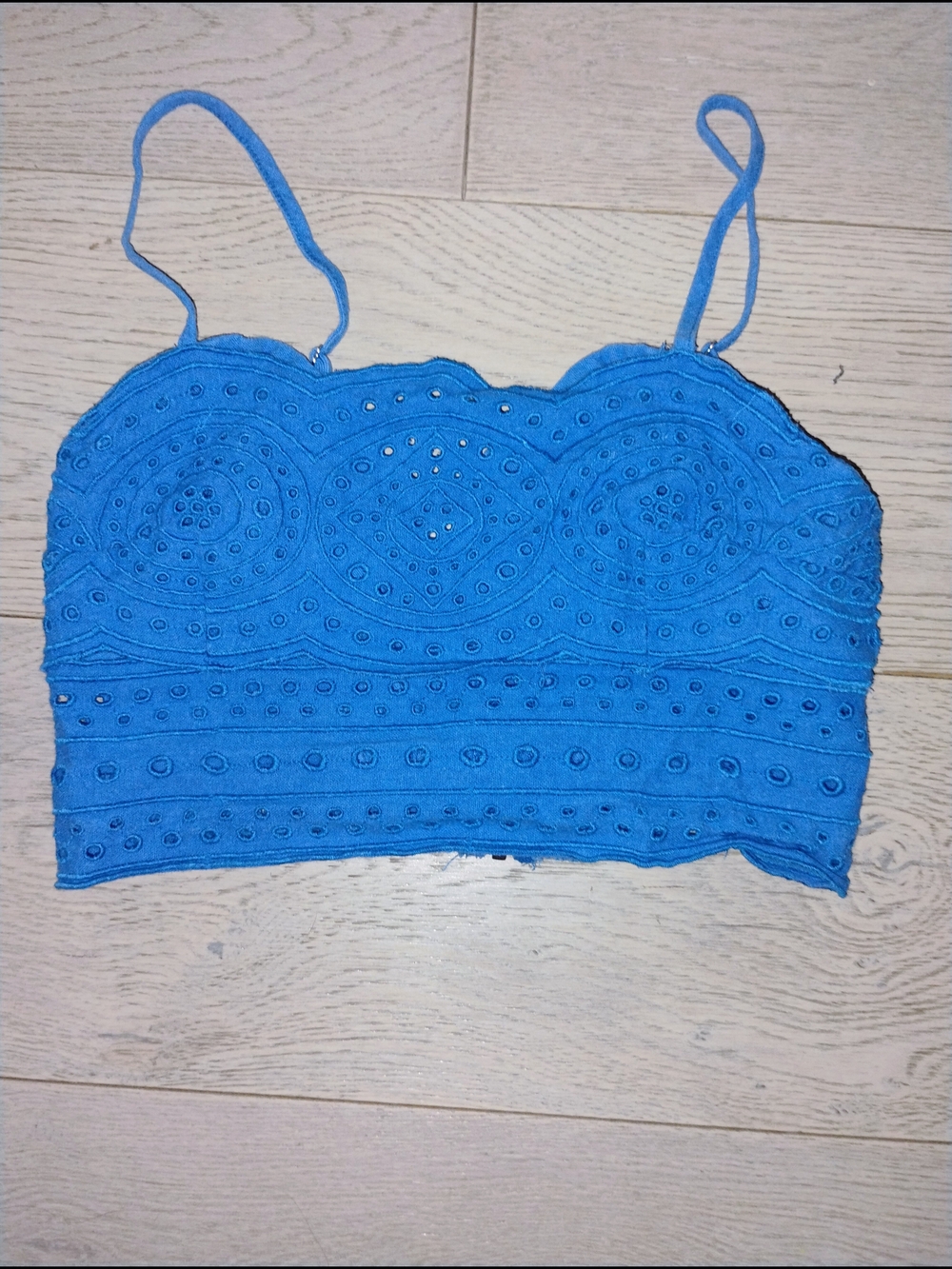 Jason Wu Bright Blue Crochet Eyelet Crop Top